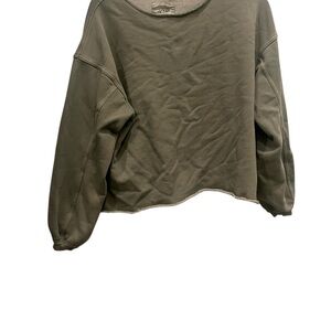 Olive Green Women's Top aerie cropped pullover